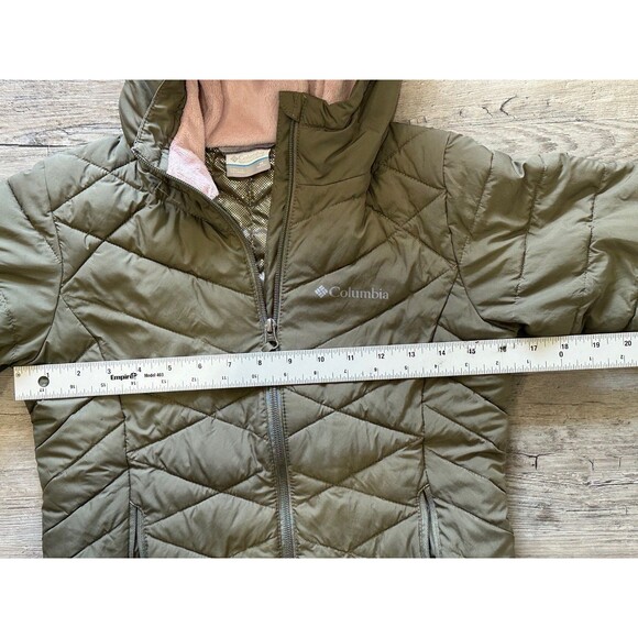 Columbia Girls Medium (10/12) Green Hooded Omni-Heat Winter Jacket - Picture 3 of 4
